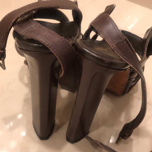 Sergio Rossi Brown leather platform shoes - Picture 3 of 3